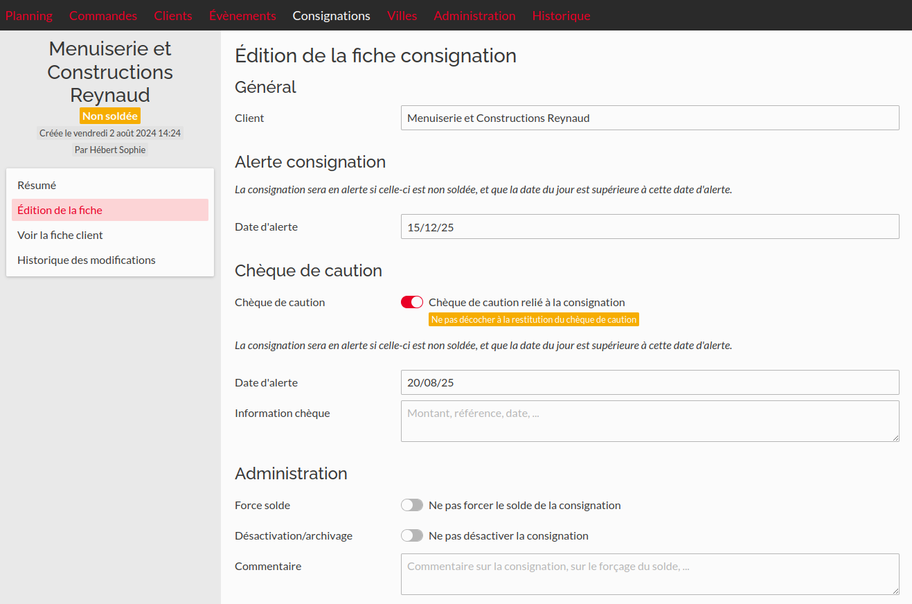 Consignations édition