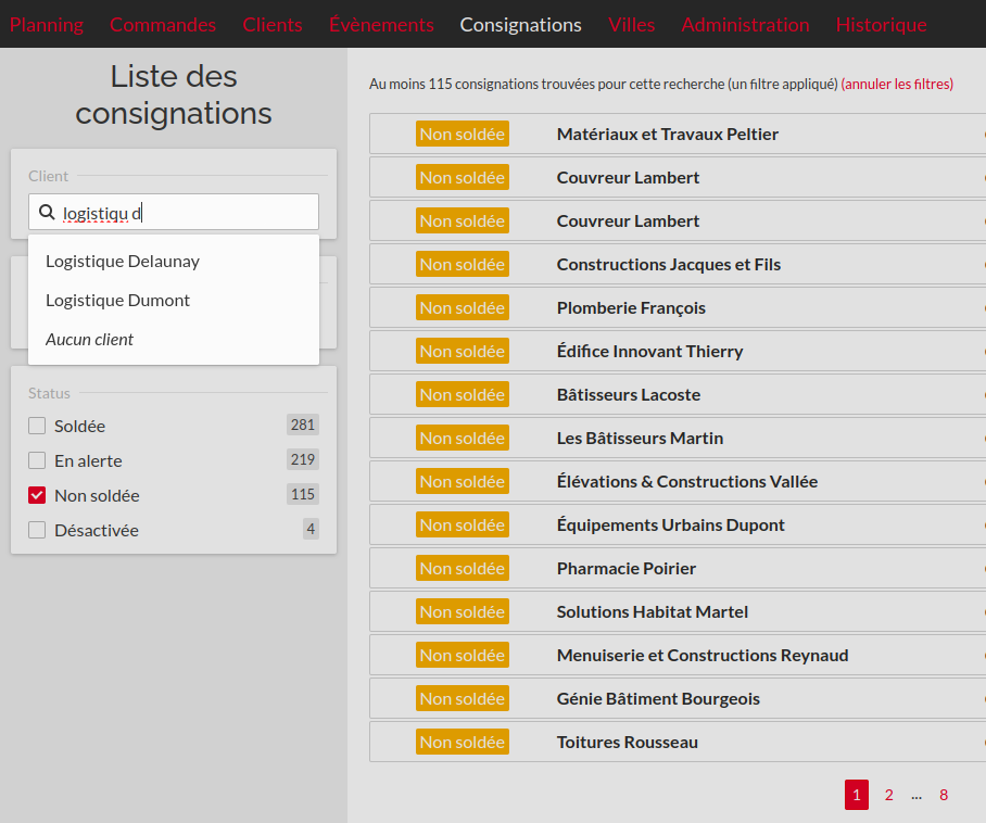 Consignations recherche
